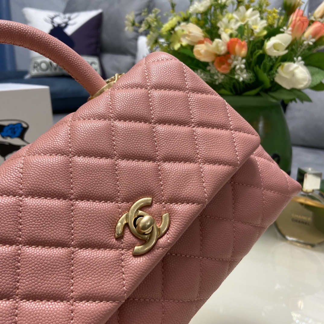 Ch**el Coco Handle Bag92990 Pink 24CM