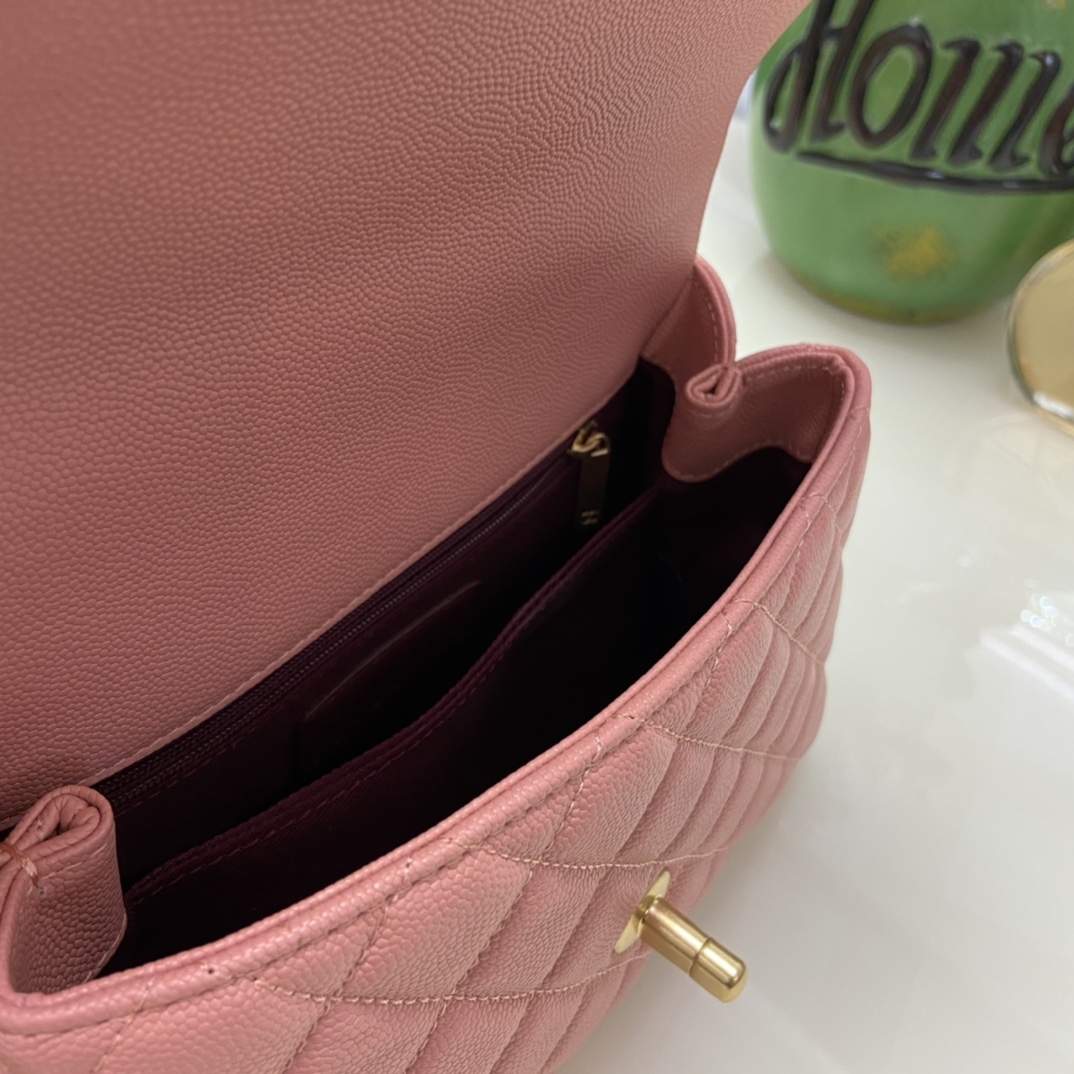Ch**el Coco Handle Bag92990 Pink 24CM