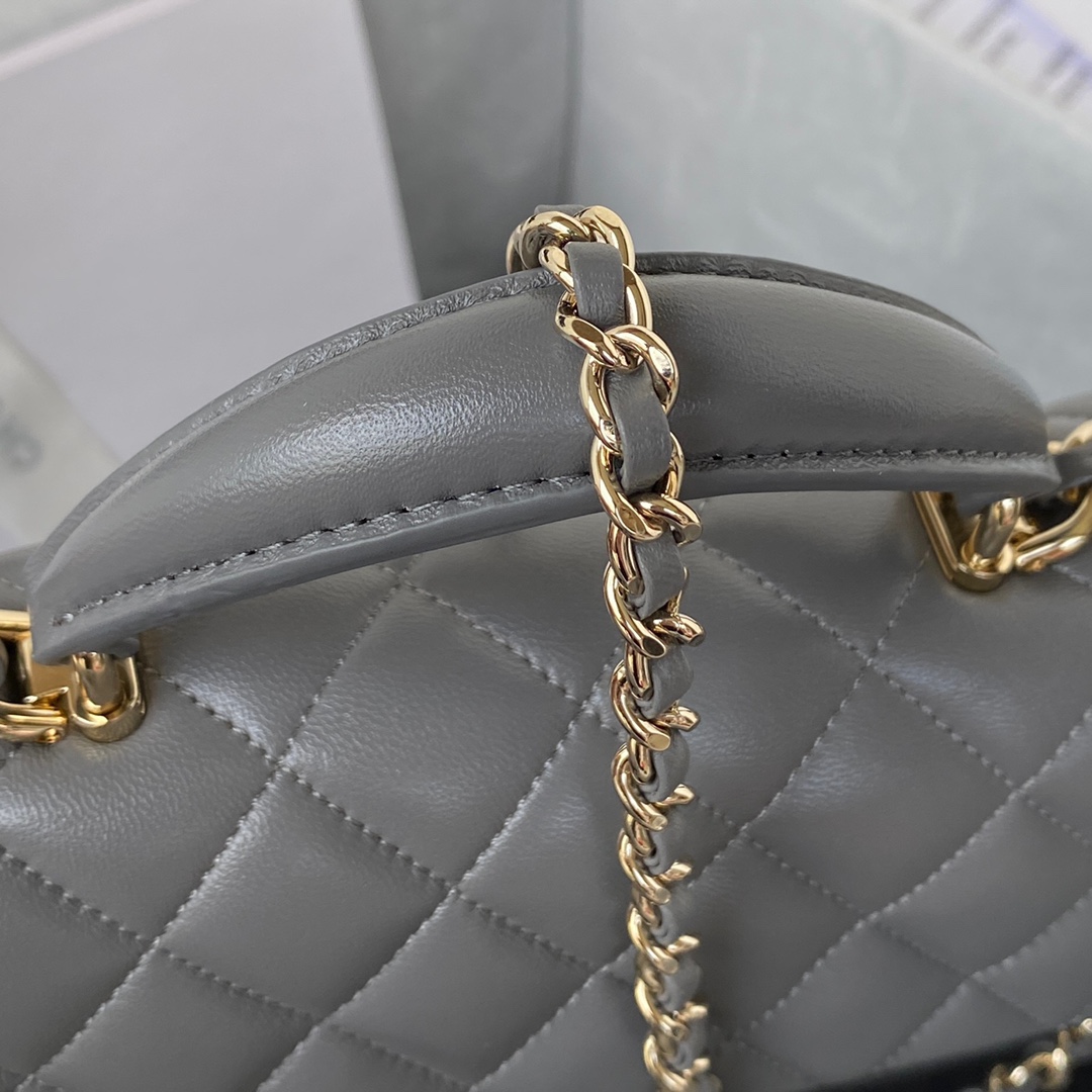 Ch**el Flap Handle Bag Lambskin 20cm Grey