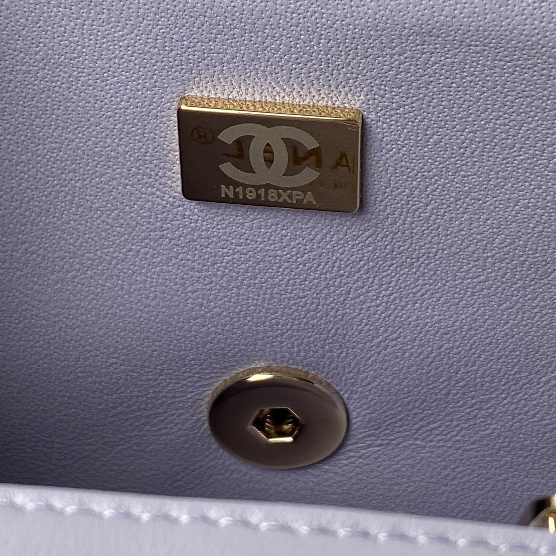 Ch**el Flap Handle Bag Lambskin 20cm purple