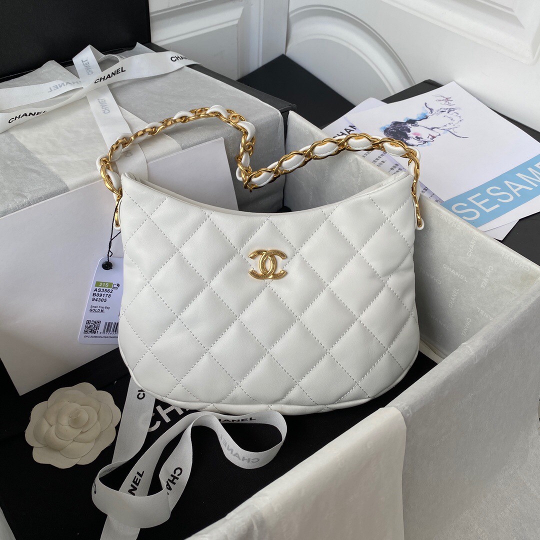 Ch**el Small Coco Hobo Axillary Bag White