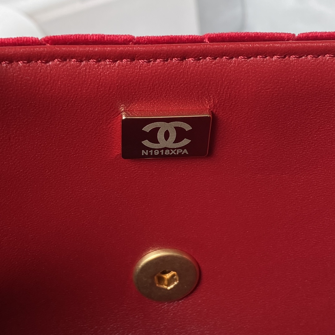 Ch**el Flap Bag Velvet Red 20cm