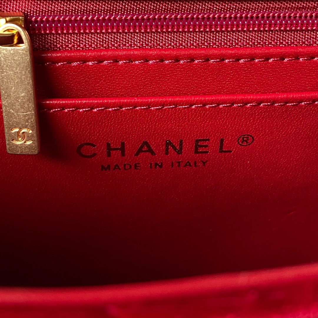Ch**el Flap Bag Velvet Red 20cm