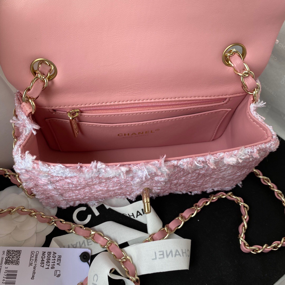 Ch**el Flap Bag 20cm Pink