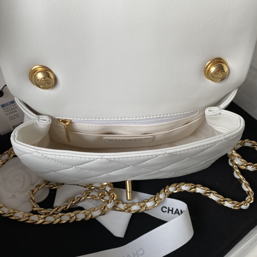 Ch**el Flap Bag White AS1160 20cm