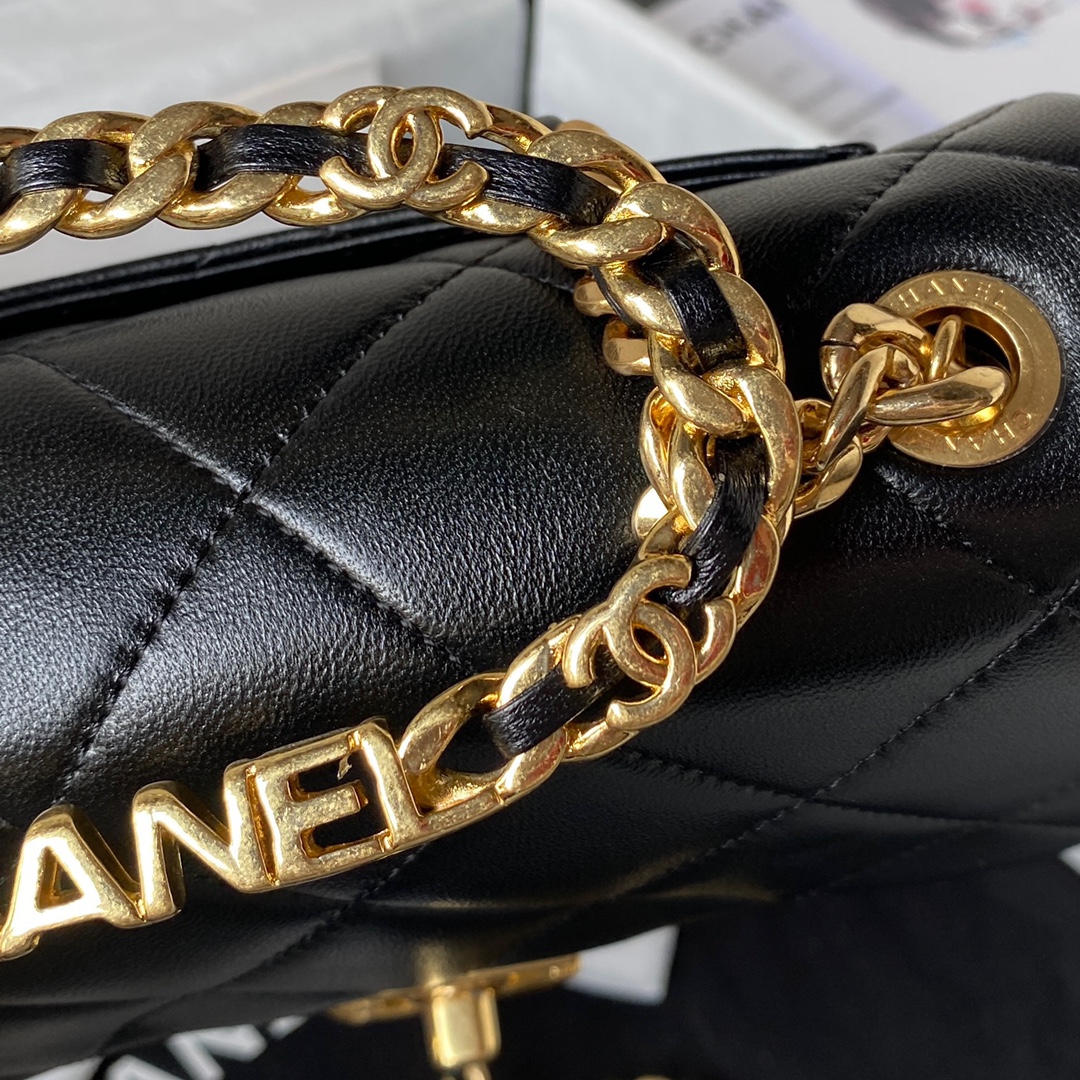 Ch**el Flap Bag Black AS1160 20cm