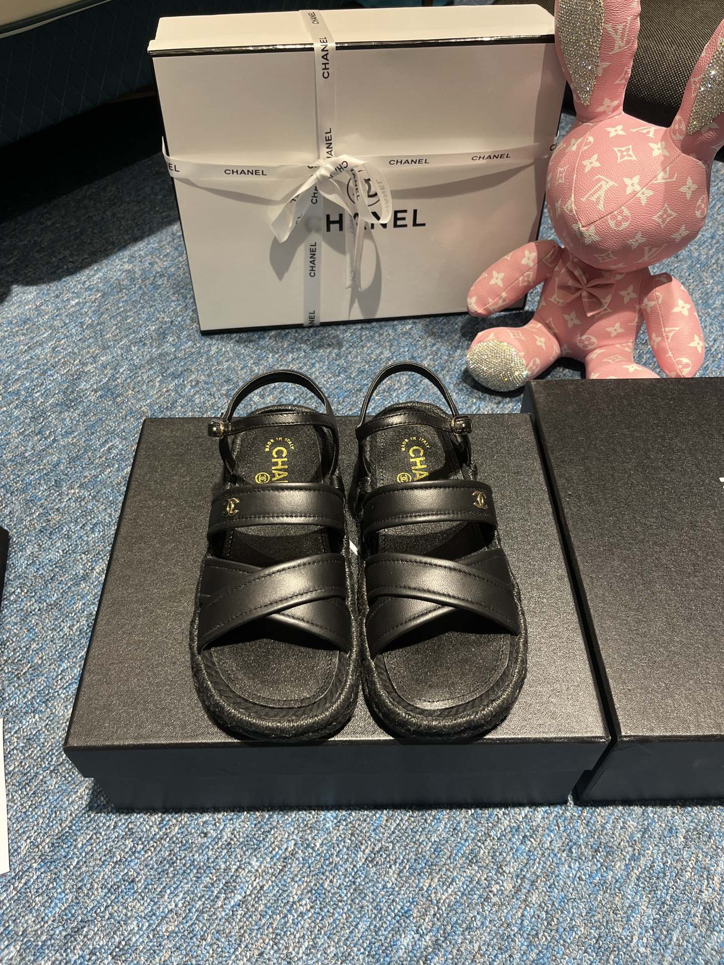 Ch**el Sandals Black 01