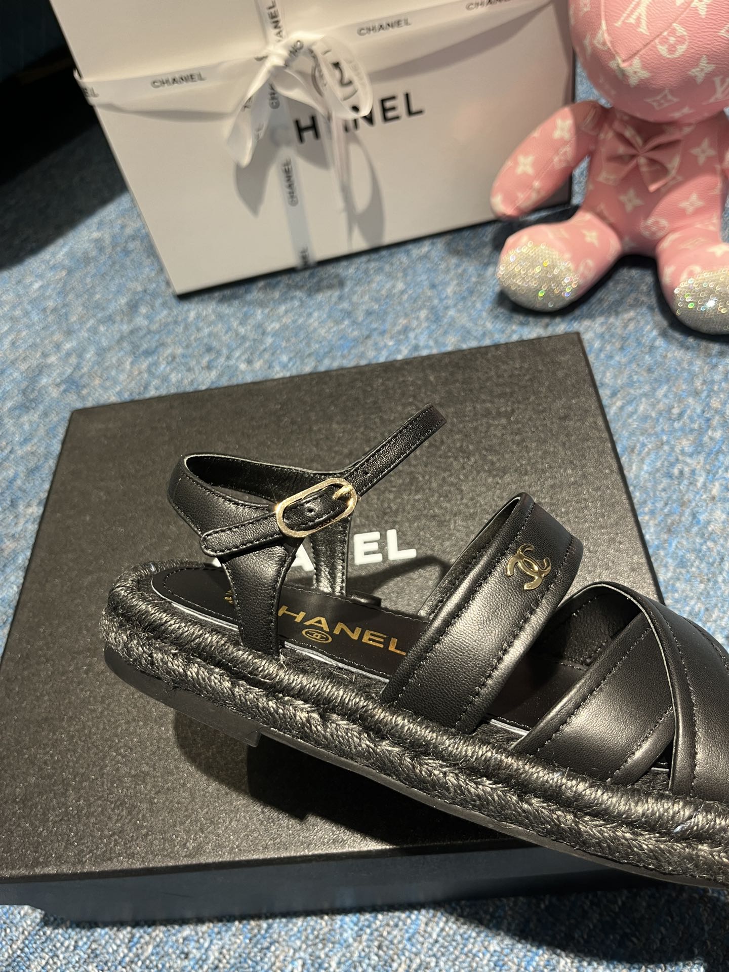 Ch**el Sandals Black 01