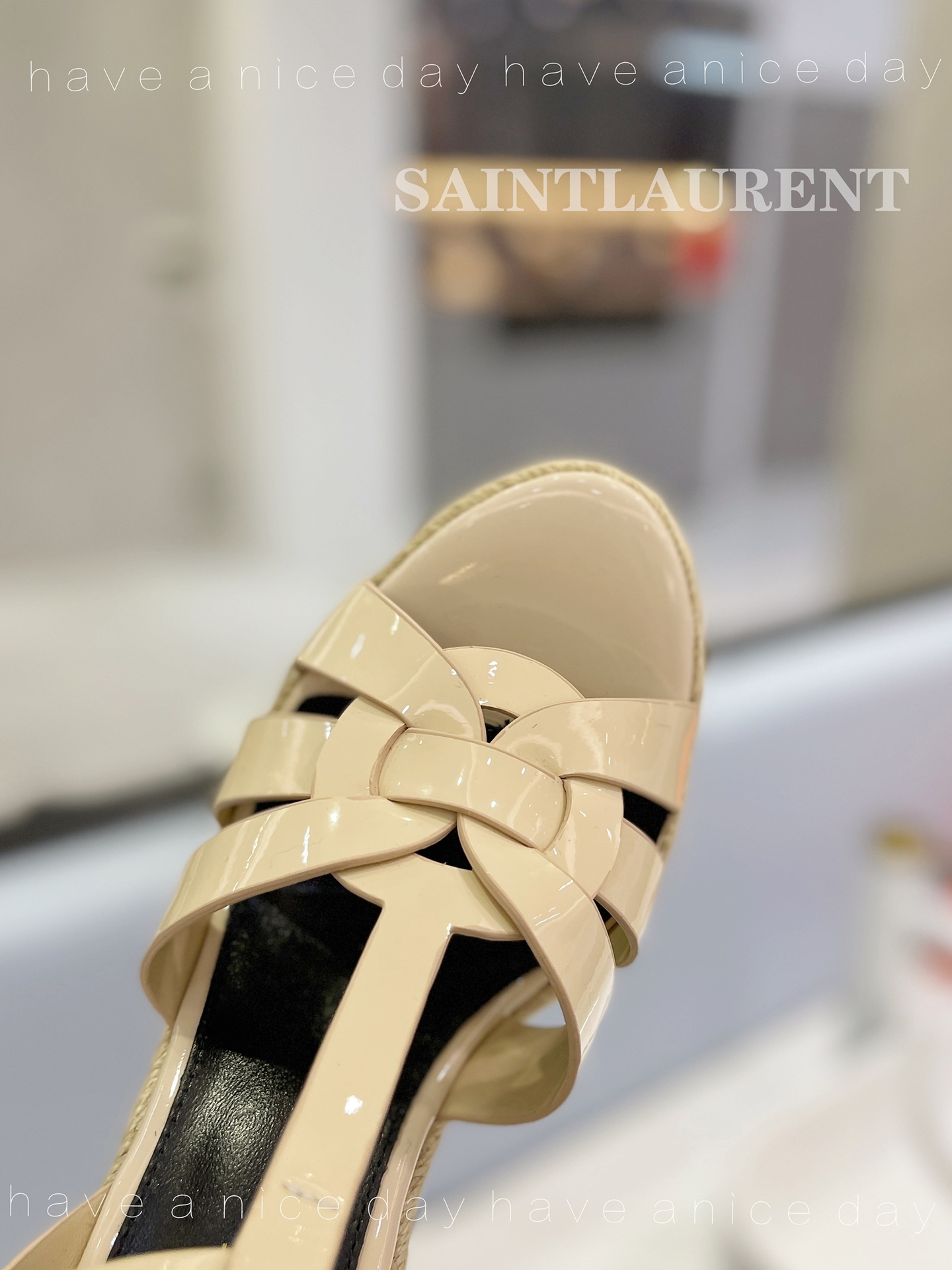 Y51 Espadrille Wedge Sandals Beige