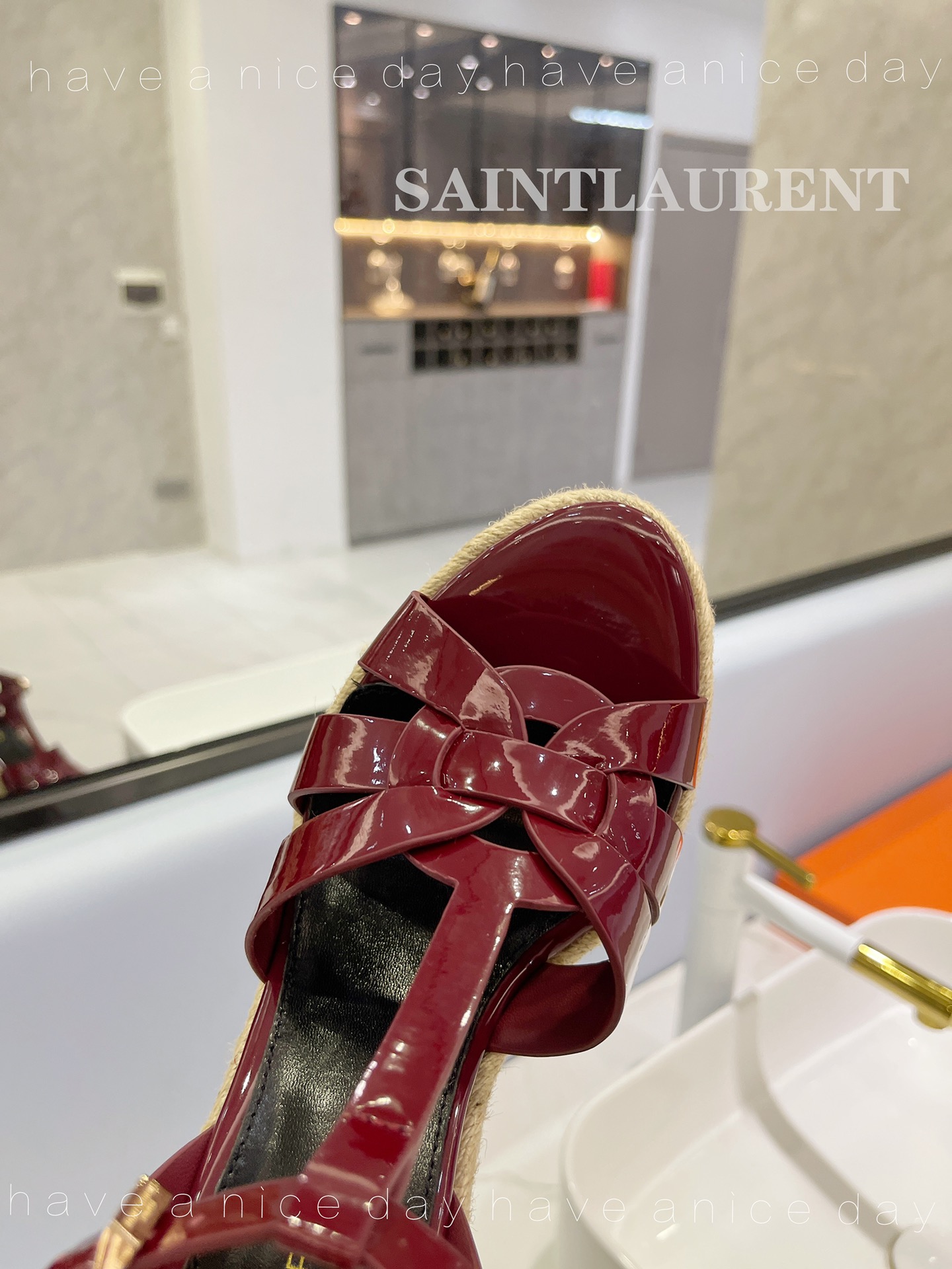 Y51 Espadrille Wedge Sandals Claret