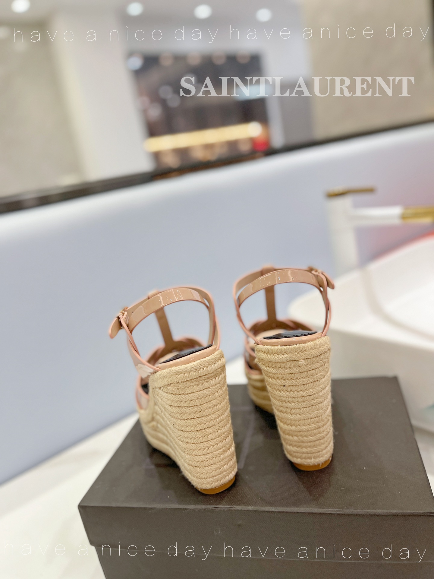 Y51 Espadrille Wedge Sandals Pink