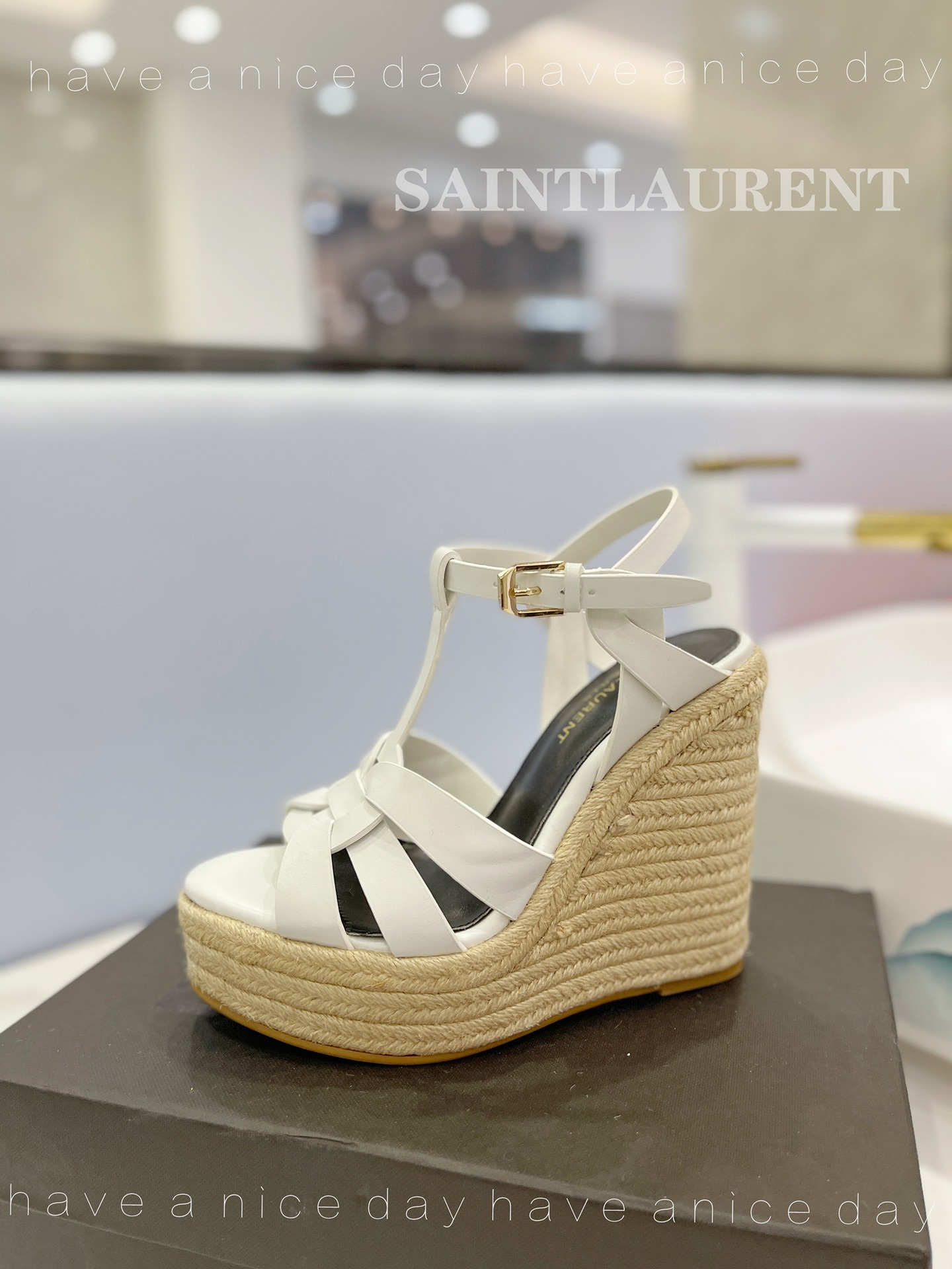 Y51 Espadrille Wedge Sandals Matte White