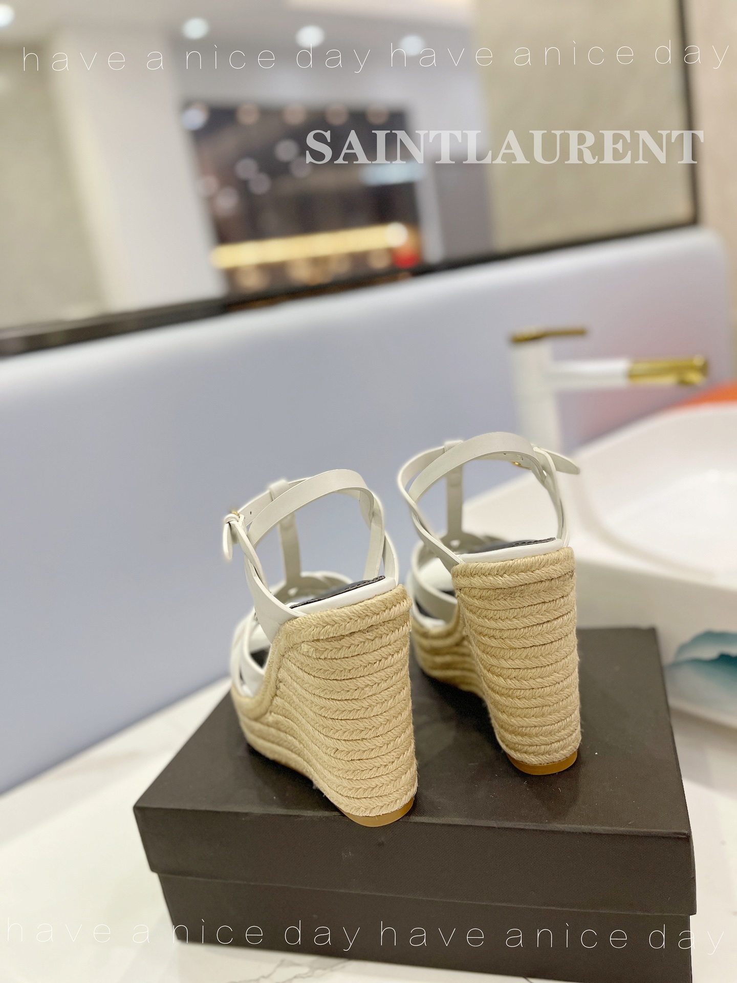 Y51 Espadrille Wedge Sandals Matte White