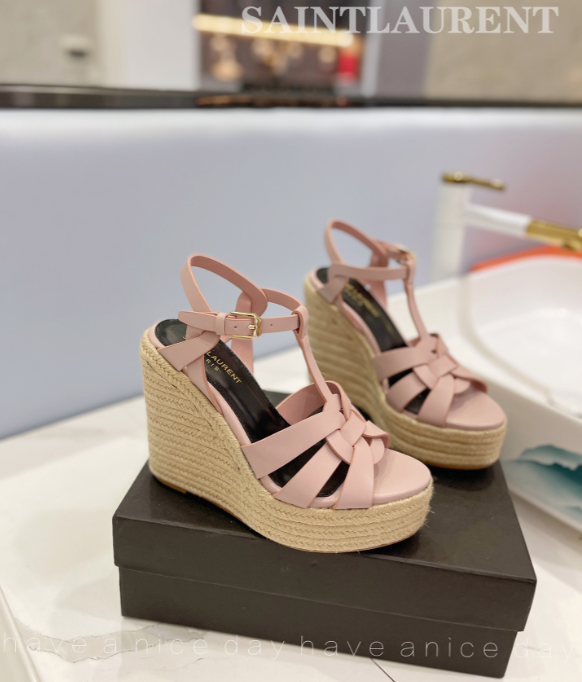 Y51 Espadrille Wedge Sandals Matte Pink