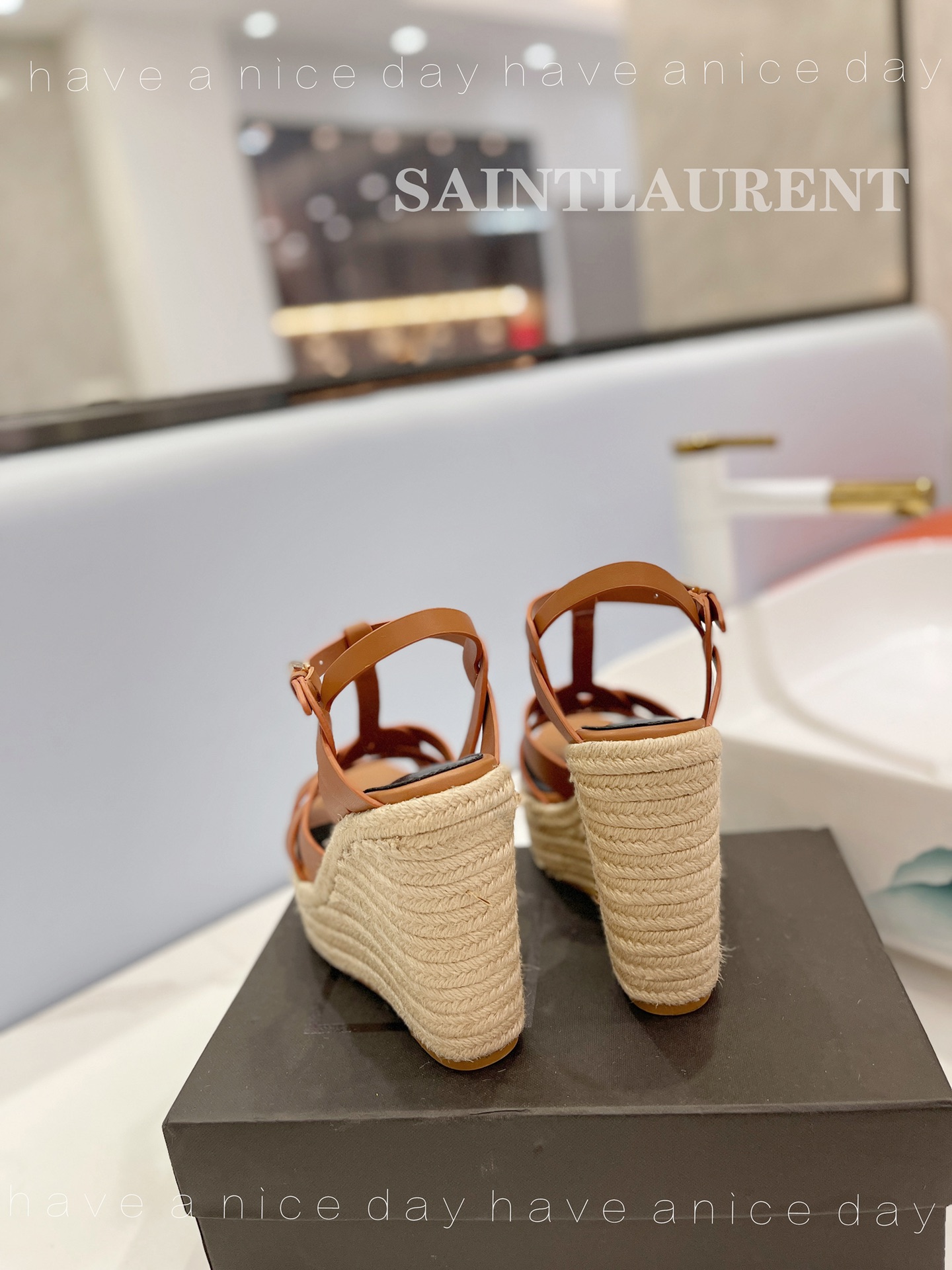 Y51 Espadrille Wedge Sandals Matte Brown