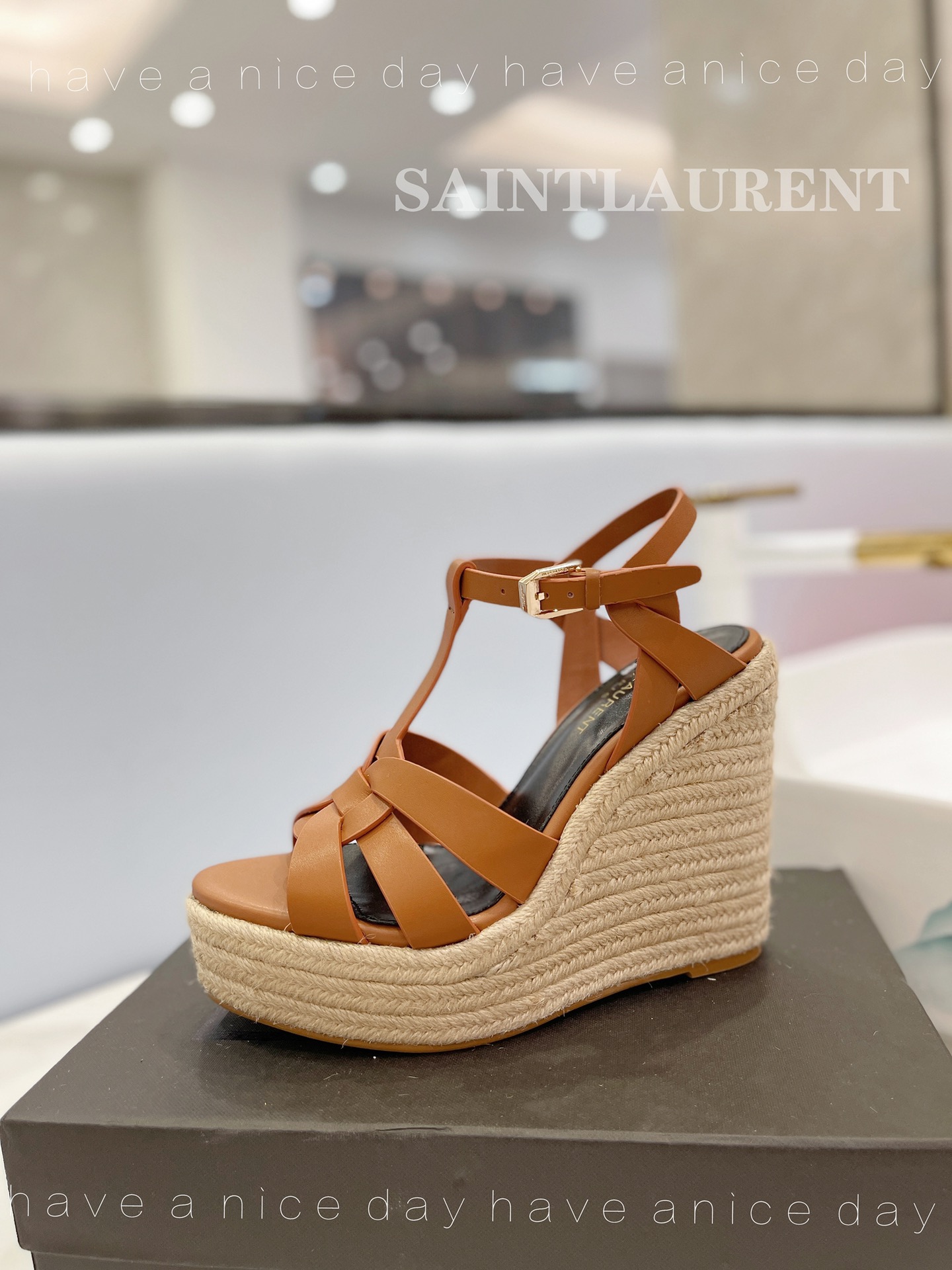 Y51 Espadrille Wedge Sandals Matte Brown