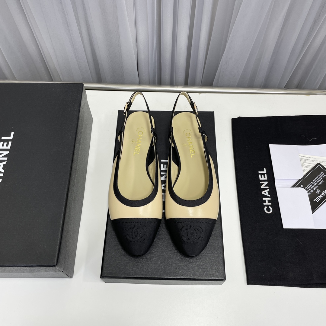 Ch**el Loafer Sandals Beige And Black 
