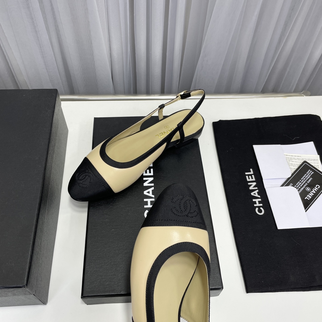 Ch**el Loafer Sandals Beige And Black