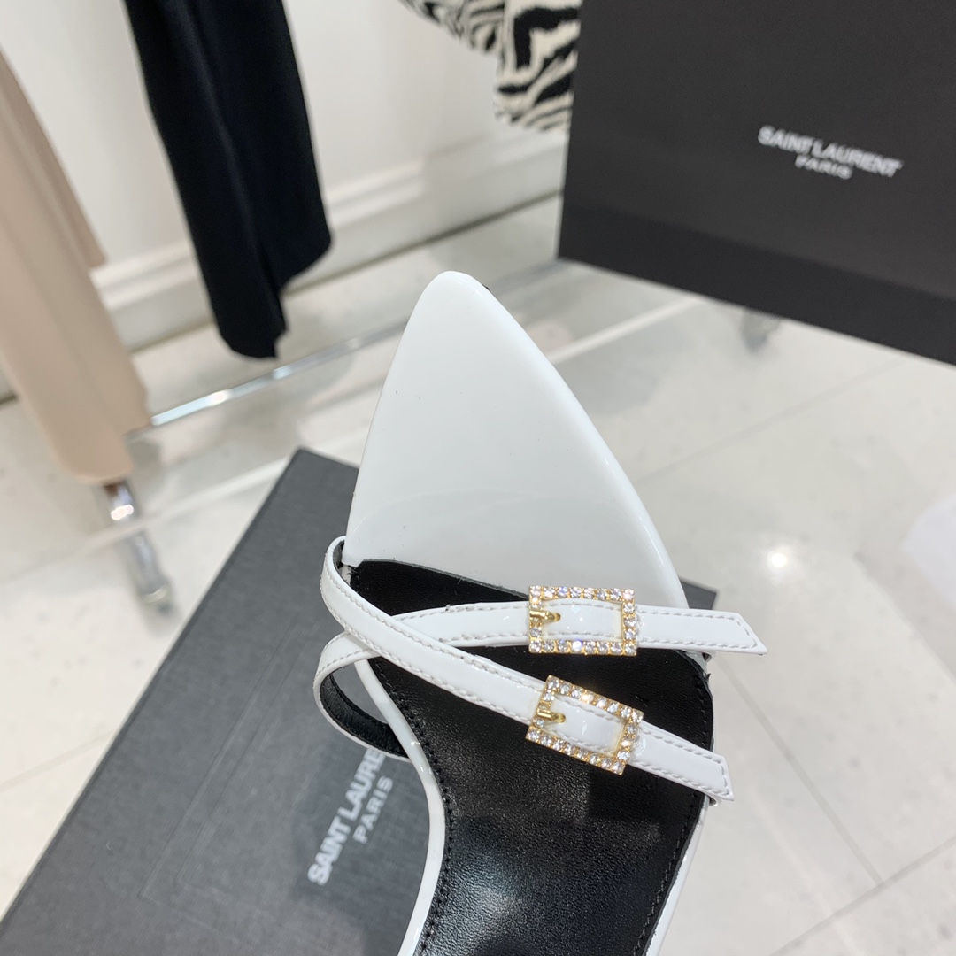 Y51 Claude Patent Leather Heels White