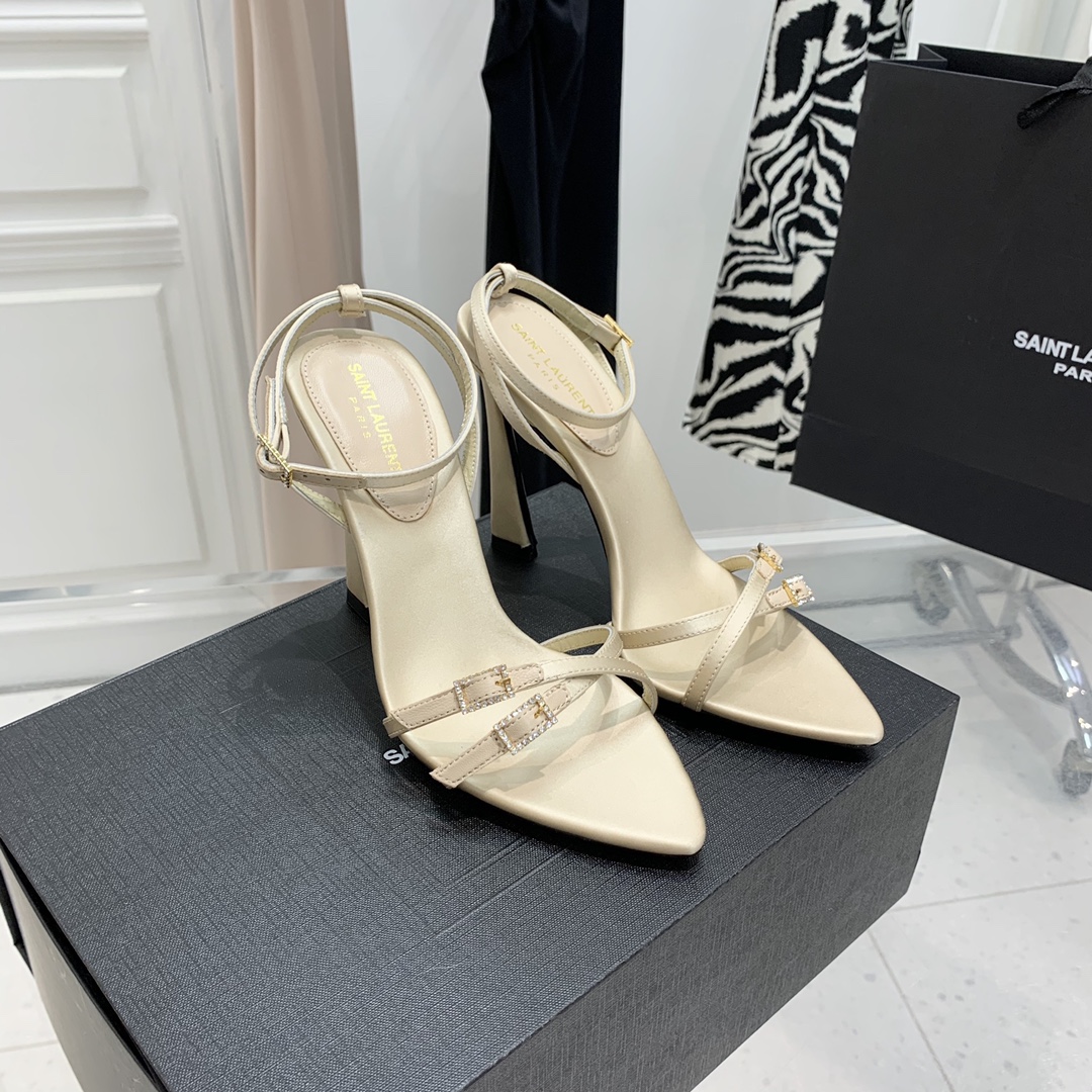 Y51 Claude Leather Heels Beige