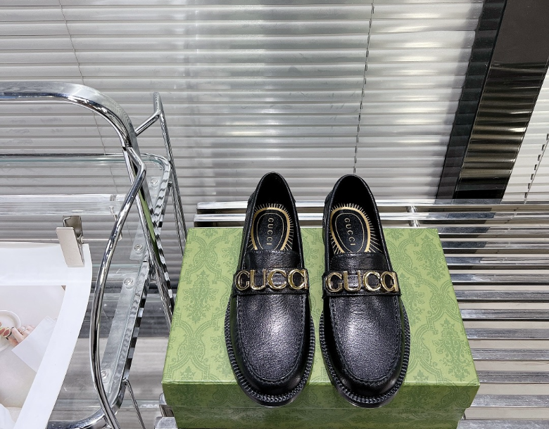 Gvc*1 Women'sLeather Loafers Matte Black