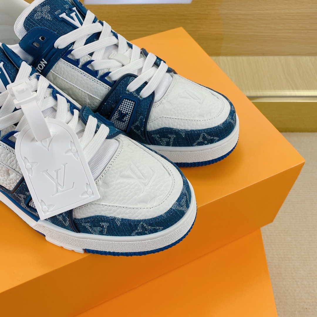 L0vis Vvtt0n Trainer Sneakers White And Blue Denim