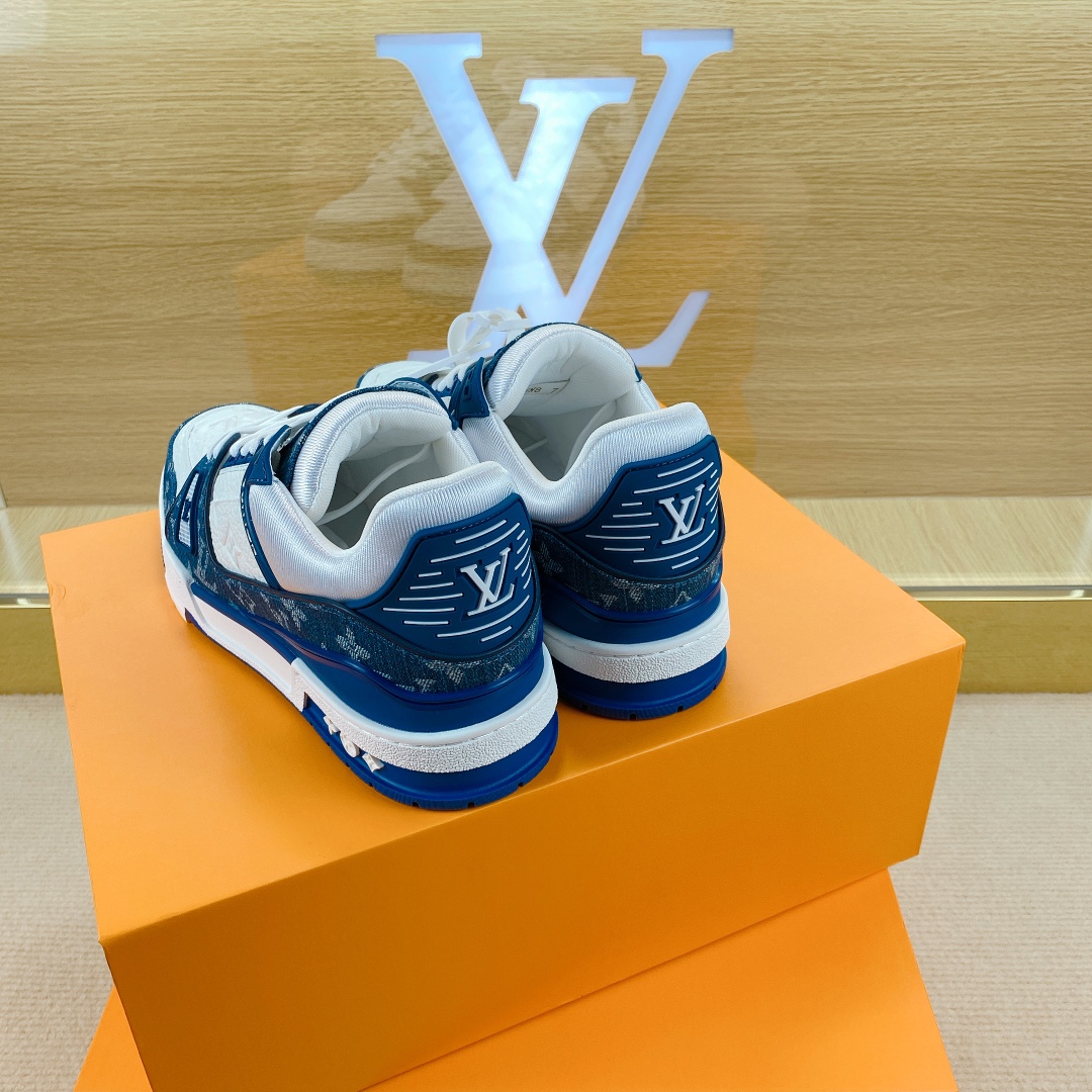 L0vis Vvtt0n Trainer Sneakers White And Blue Denim