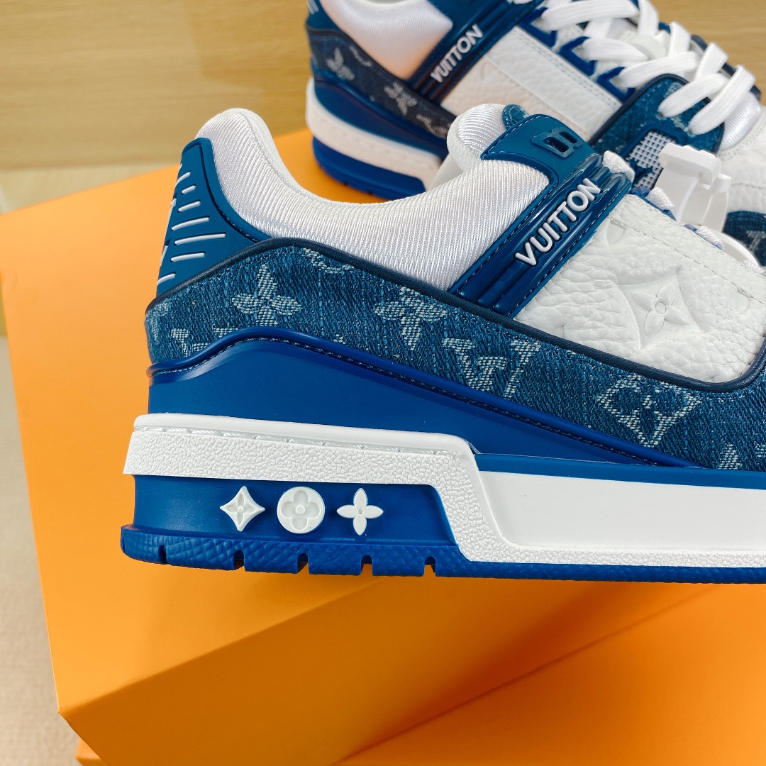 L0vis Vvtt0n Trainer Sneakers White And Blue Denim