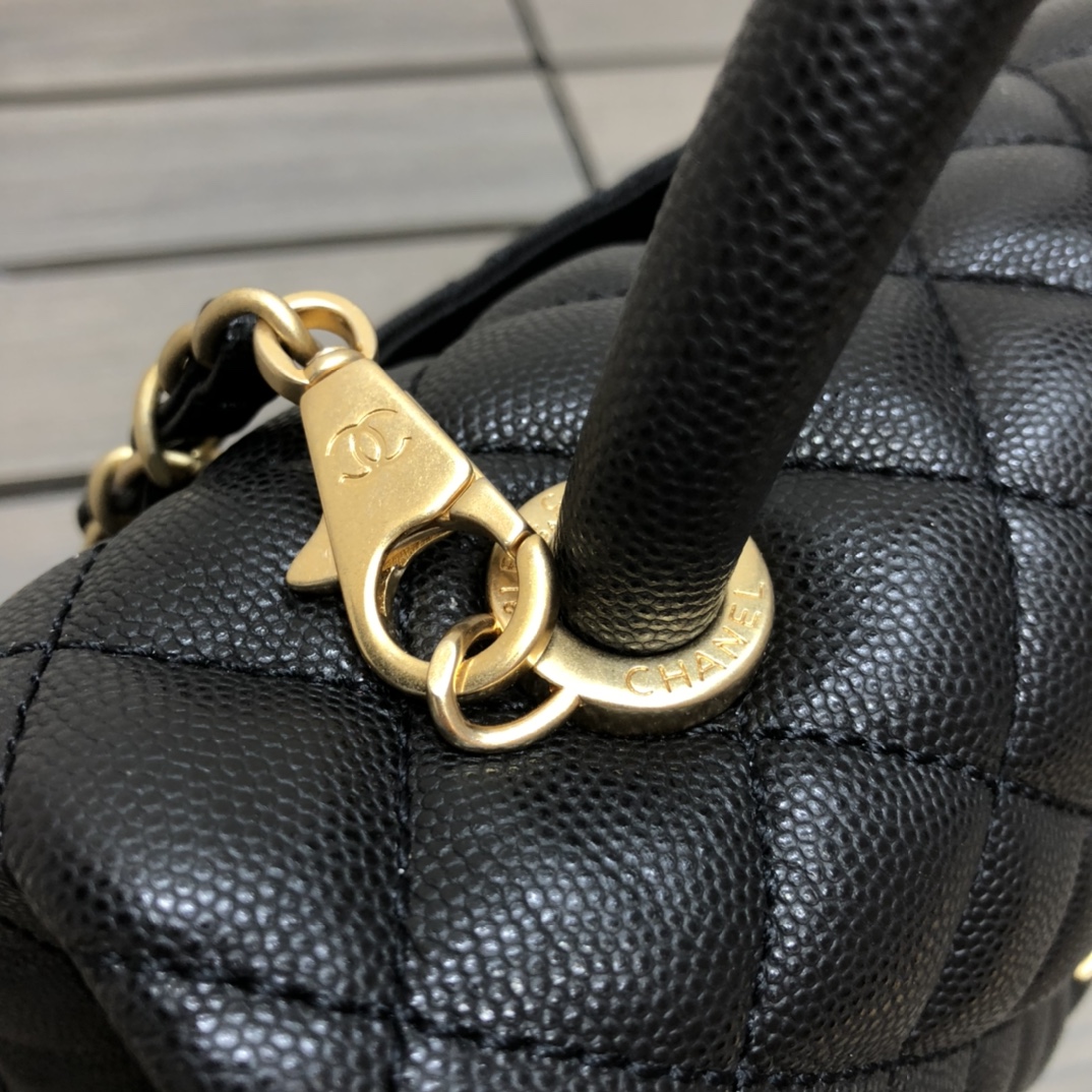 Bagsaaa Ch**el Coco Large Flap Bag With Top Handle A92991 Black - 18 × 29 × 12 cm