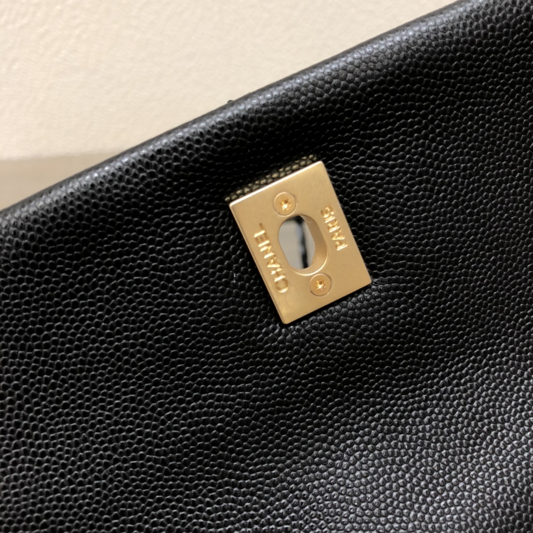 Bagsaaa Ch**el Coco Large Flap Bag With Top Handle A92991 Black - 18 × 29 × 12 cm
