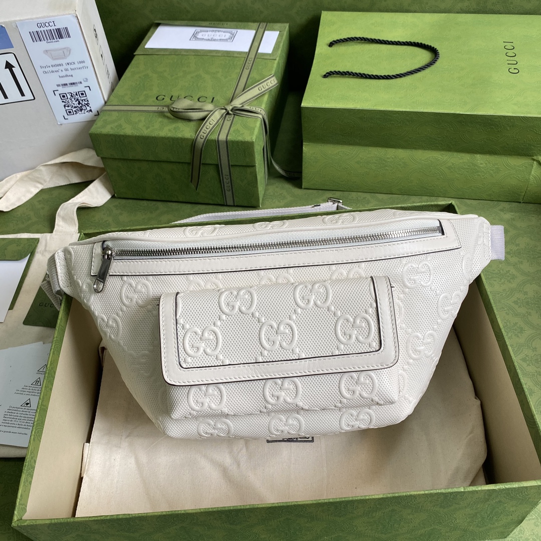 Gvc*1 GG Embossed Belt Bag White