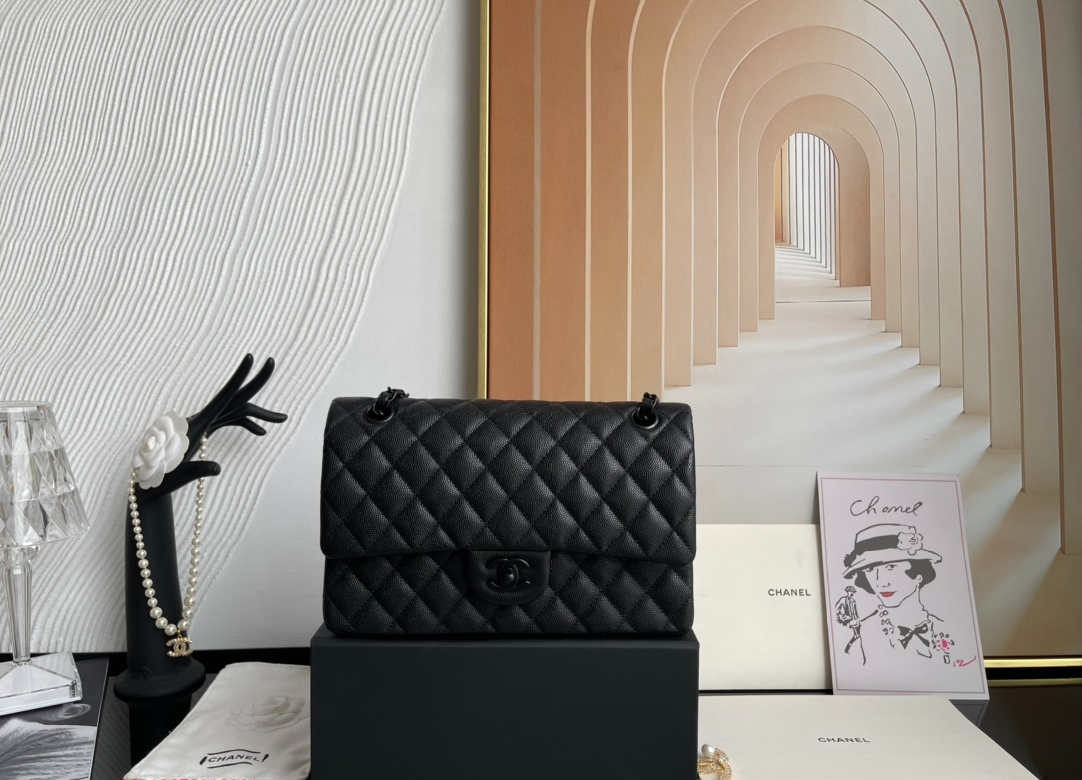 Ch**el Flap Bag Caviar 25CM Black 01112