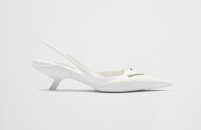 Bagsaaa Pra*a Brushed leather slingback pumps white