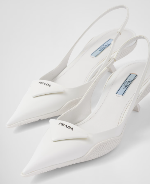 Bagsaaa Pra*a Brushed leather slingback pumps white
