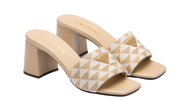 Bagsaaa Embroidered fabric sandals beige color