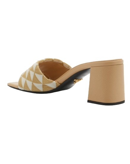 Bagsaaa Embroidered fabric sandals beige color