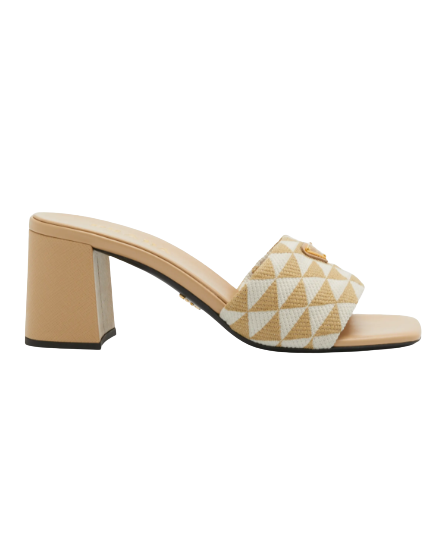 Bagsaaa Embroidered fabric sandals beige color