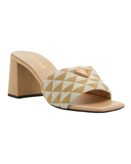 Bagsaaa Embroidered fabric sandals beige color