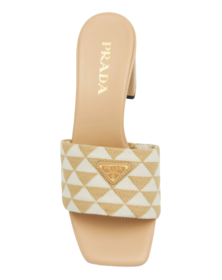 Bagsaaa Embroidered fabric sandals beige color