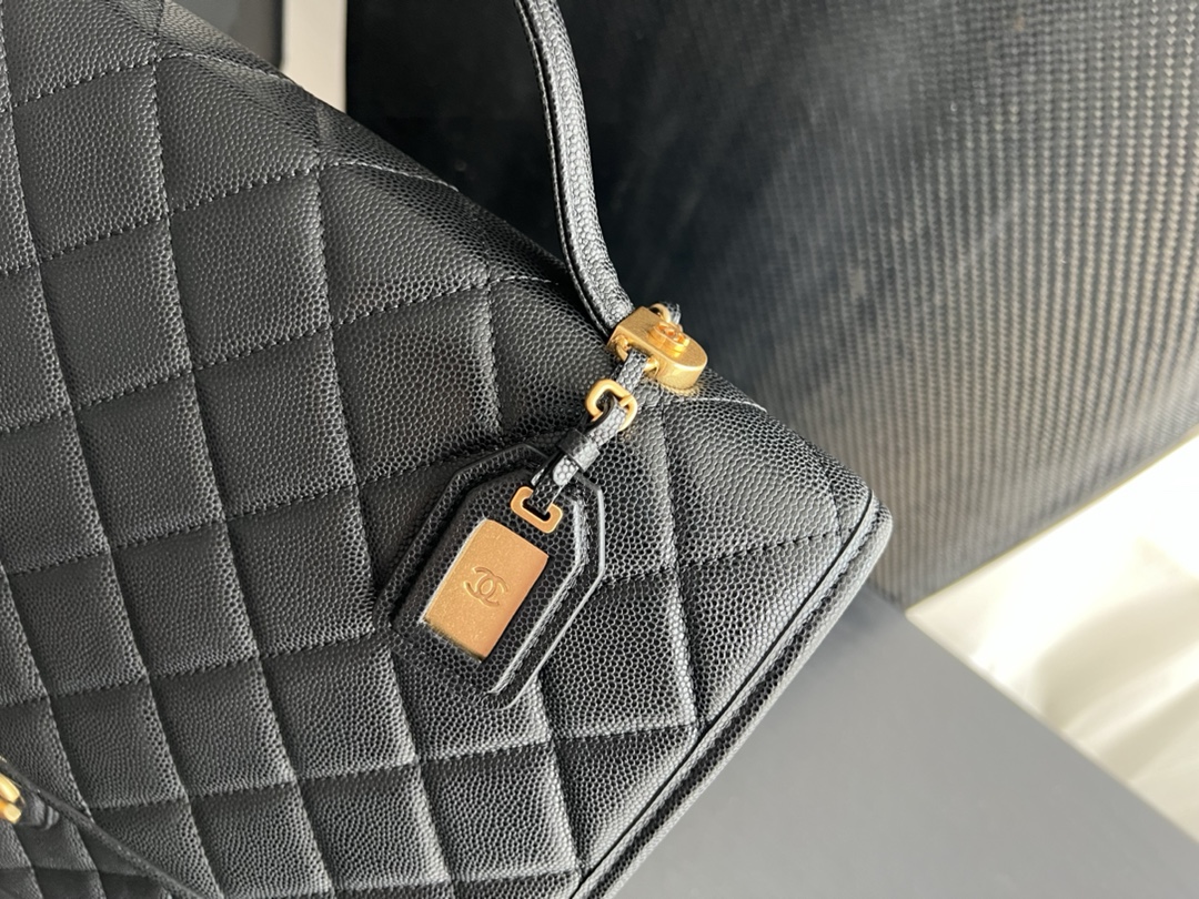 Bagsaaa Ch**el Backpack Calfskin gold tone metal black - 31.5cmx31cmx9cm