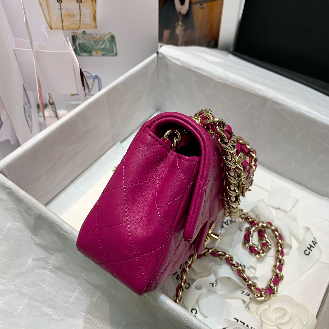 Bagsaaa Ch**el Charm Flap Bag Pink - 20cm
