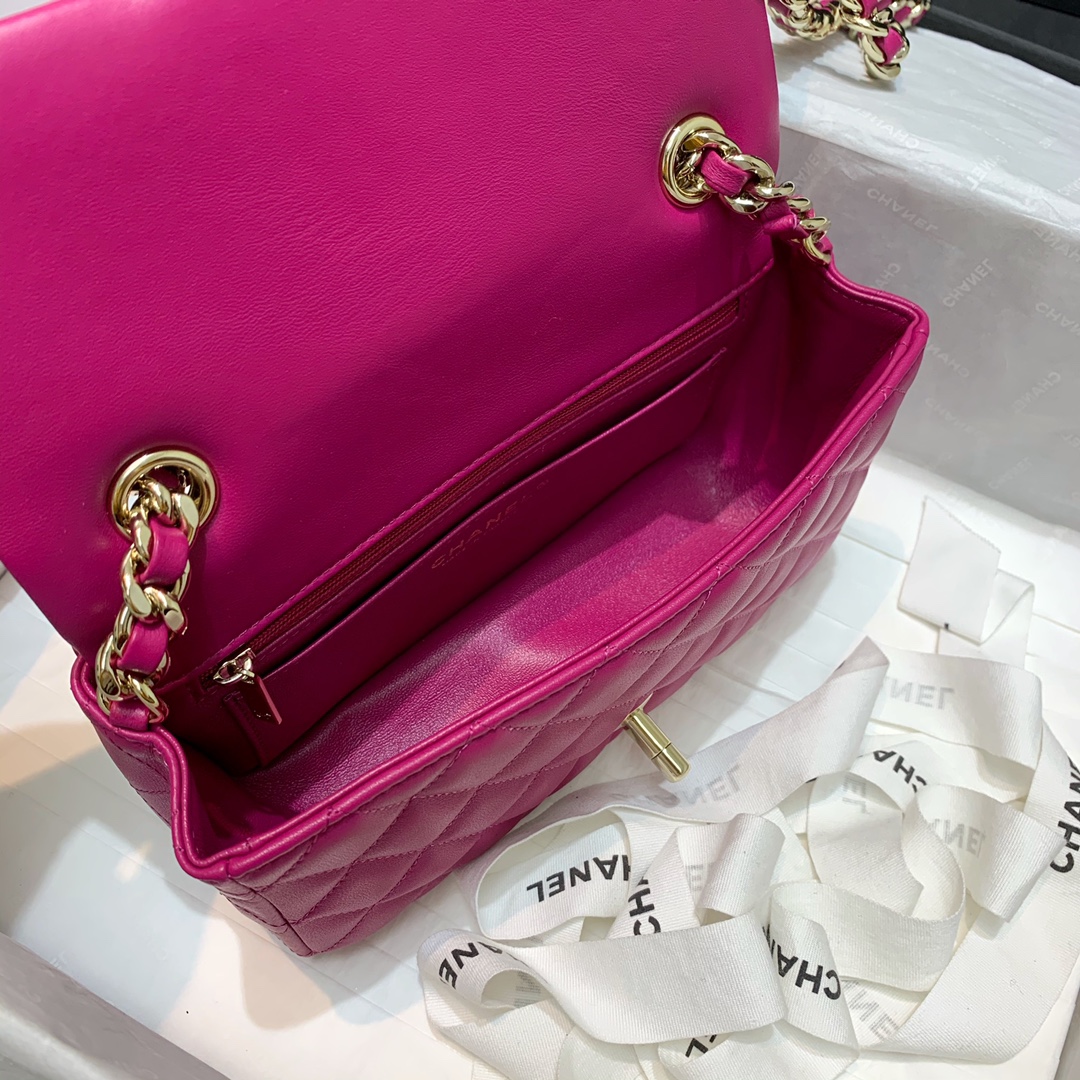Bagsaaa Ch**el Charm Flap Bag Pink - 20cm