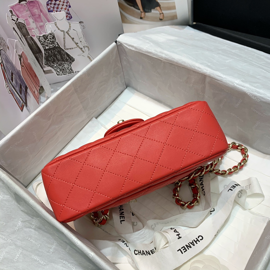 Bagsaaa Ch**el Charm Flap Bag Orange - 20cm