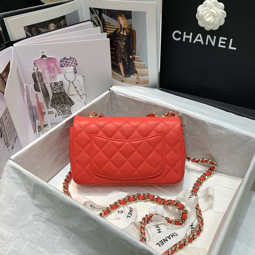 Bagsaaa Ch**el Charm Flap Bag Orange - 20cm