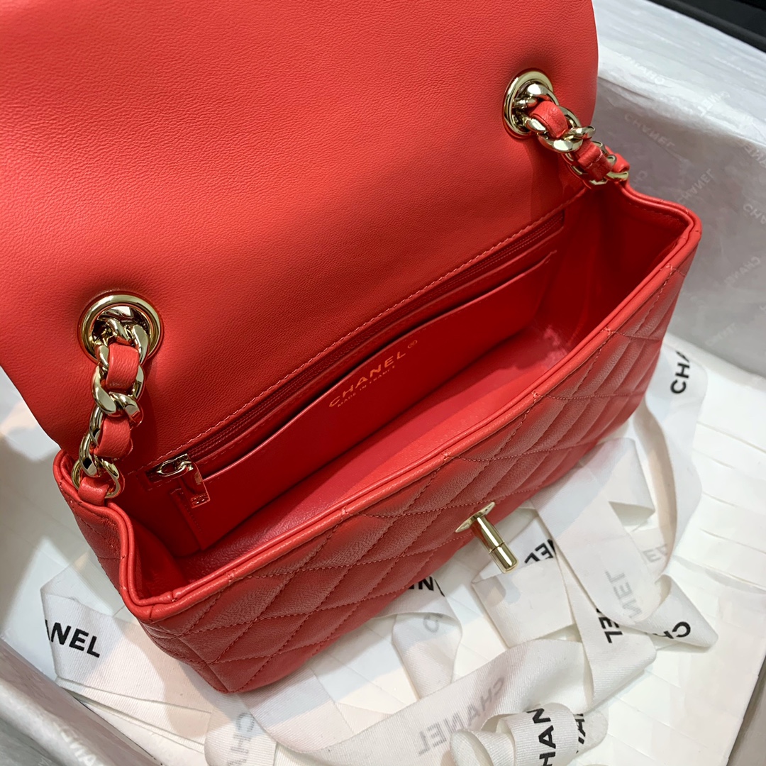 Bagsaaa Ch**el Charm Flap Bag Orange - 20cm