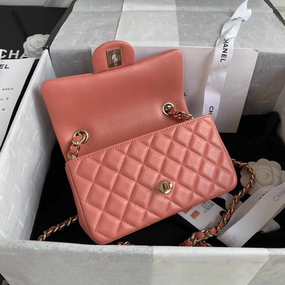 Bagsaaa Ch**el Charm Flap Bag Light Orange - 20cm