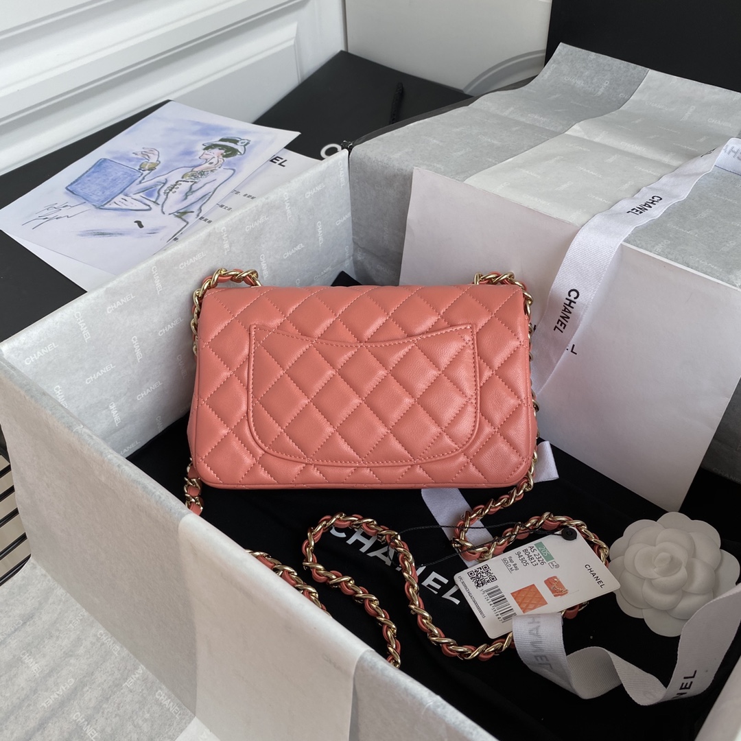 Bagsaaa Ch**el Charm Flap Bag Light Orange - 20cm