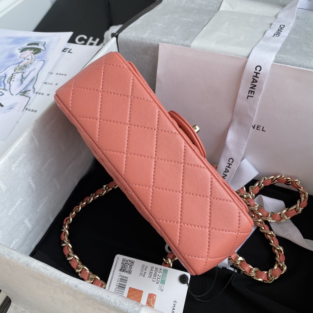 Bagsaaa Ch**el Charm Flap Bag Light Orange - 20cm