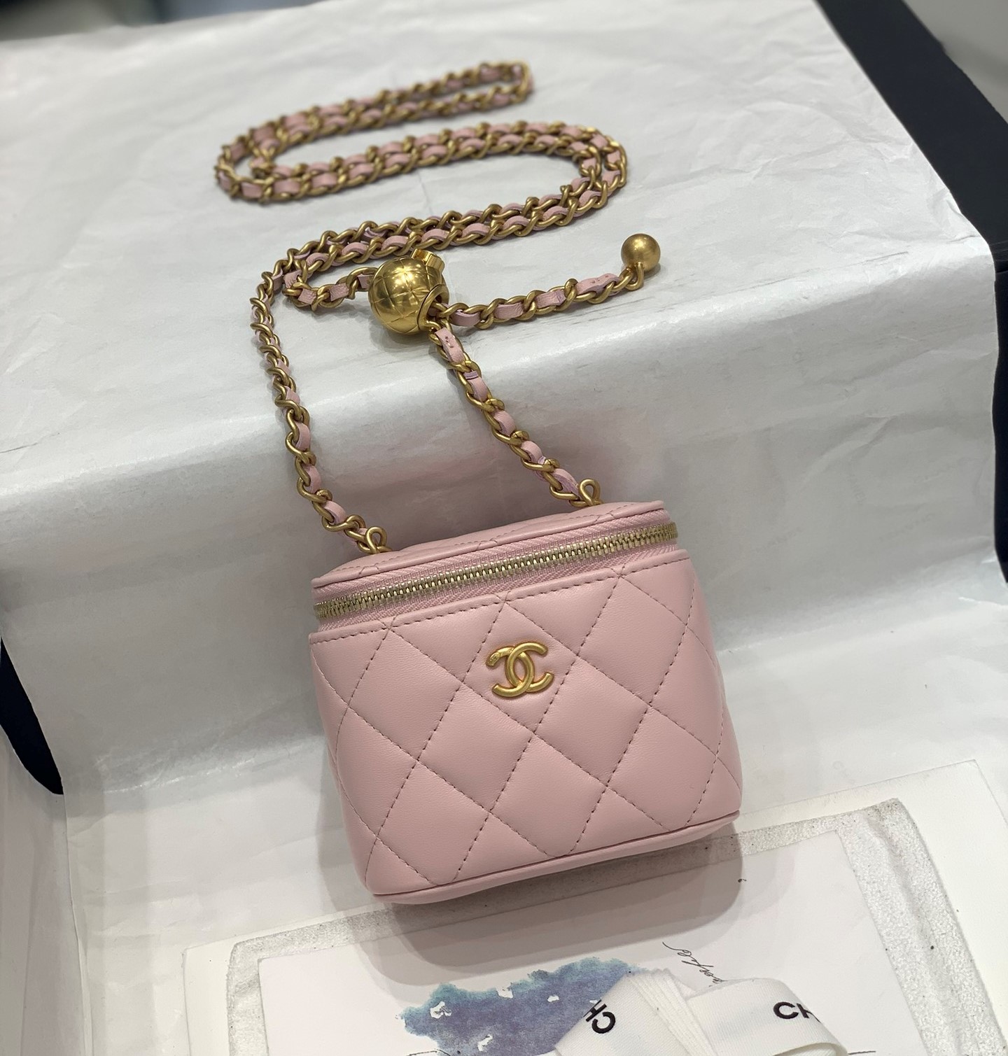 Bagsaaa Ch**el Clutch With Chain AP1447 Pink Lambskin - 8.5-11-7cm