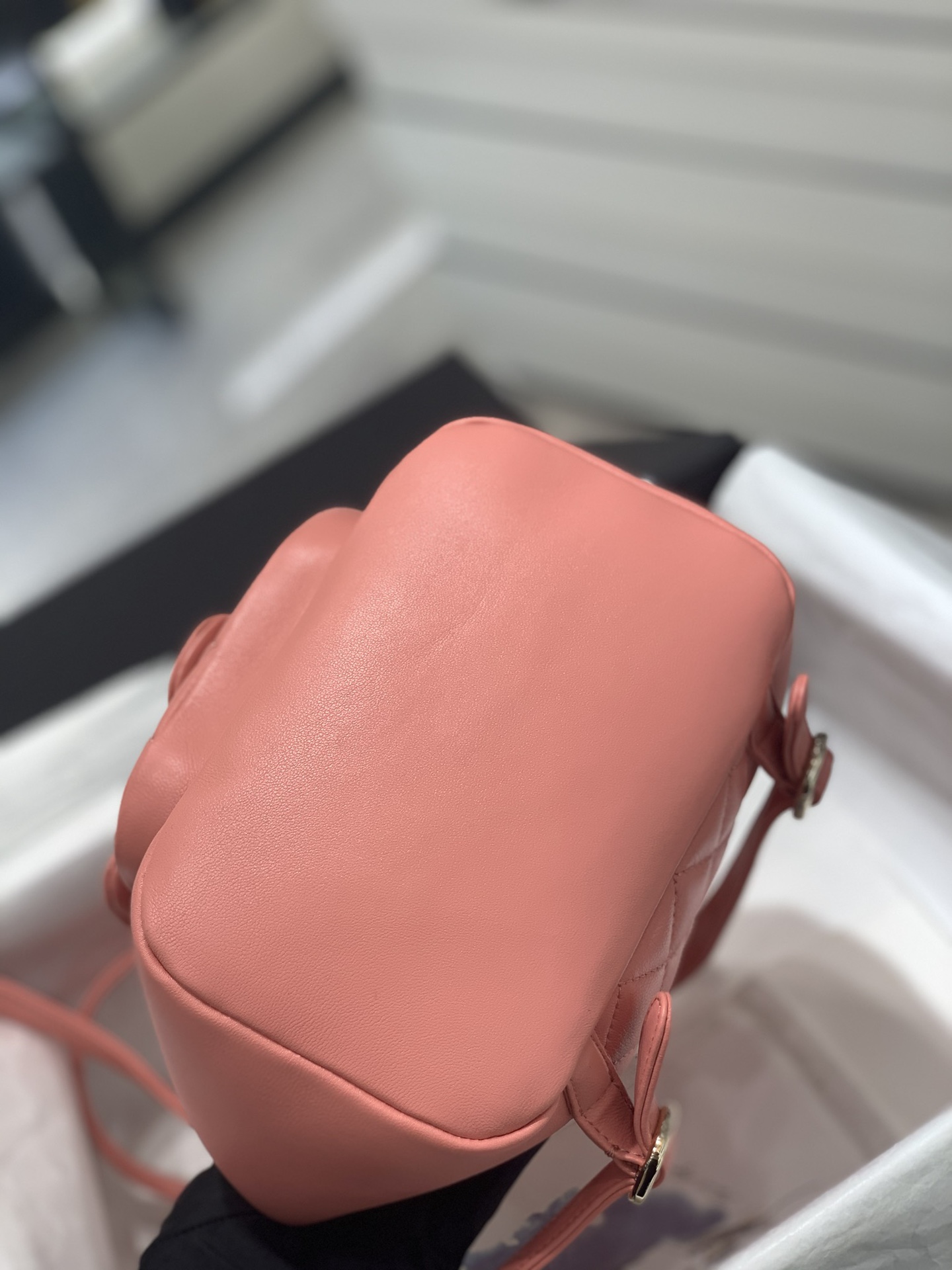 Bagsaaa Ch**el Duma Backpack Pink Lambskin - 18x18x12cm